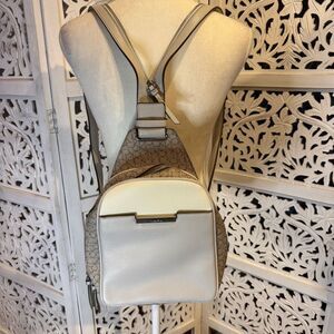 NWT Calvin Klein Elegant Cream and Tan Backpack / Sling Bag Purse New
